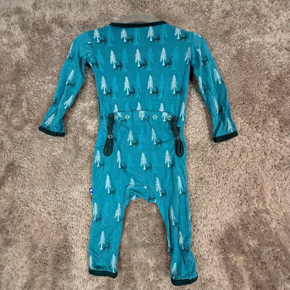 Kickee Pants 3-6 Months Bamboo Romper Sleeper One Piece Outfit Bum Flap Baby Boy - Picture 2 of 6